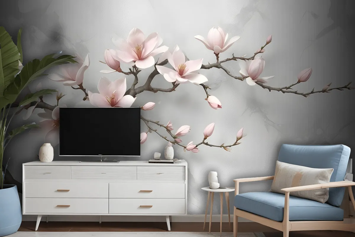 Fototapete Magnolienblüte In Rosa Im 3DLook