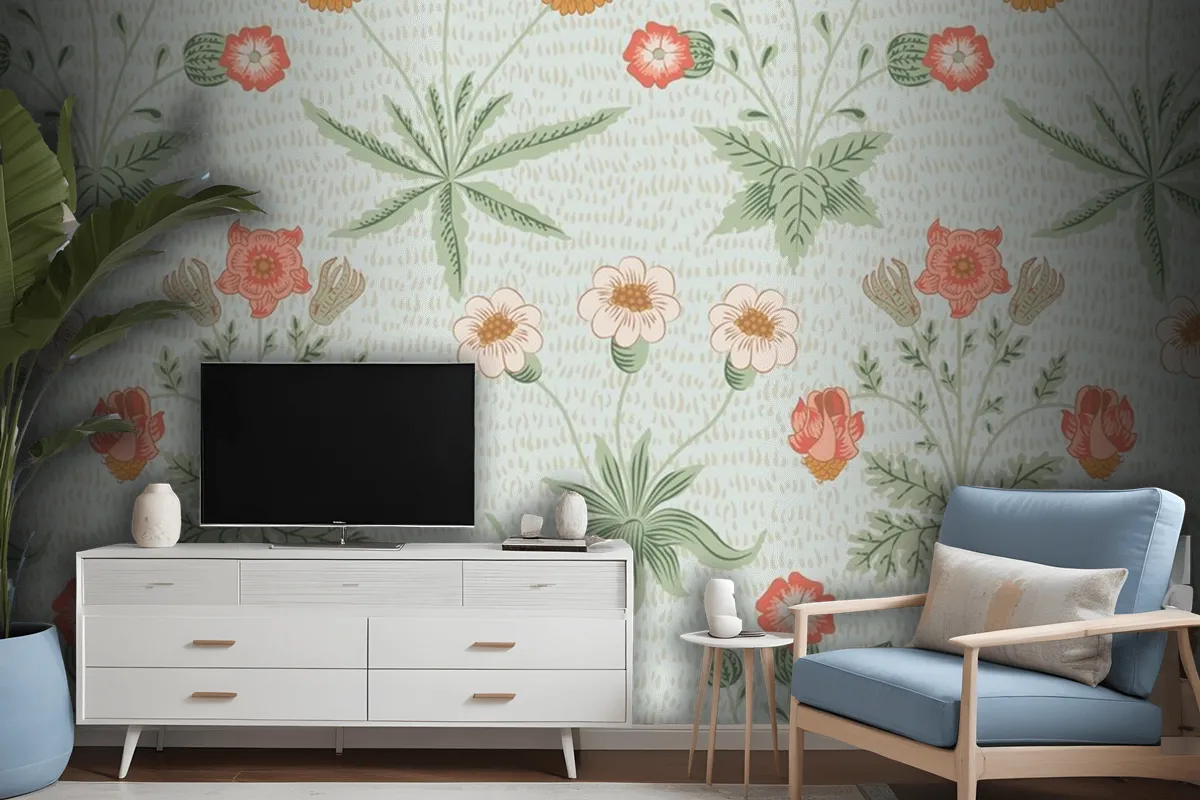 Tapetenwandbild Mit Blumenmusterdesign Für Das Esszimmer