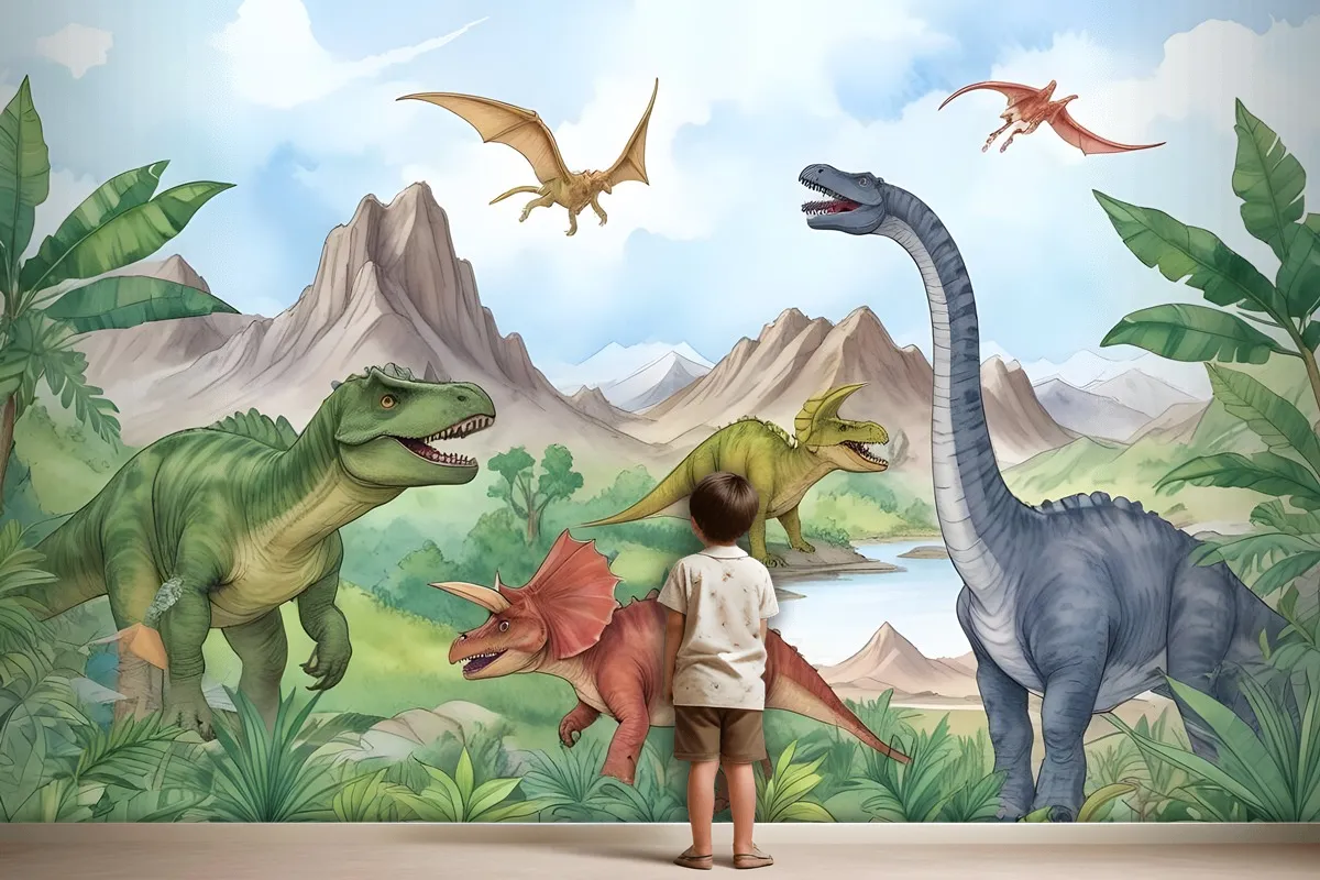 Fototapete Prähistorische Dinosaurier Für Kinder