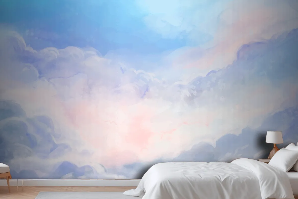 Fototapete Handgemalter AquarellPastellhimmel Fürs Schlafzimmer