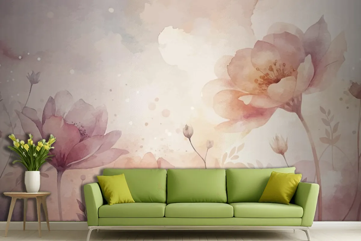 Fototapete Schöner AquarellBlumenhintergrund Fürs Wohnzimmer