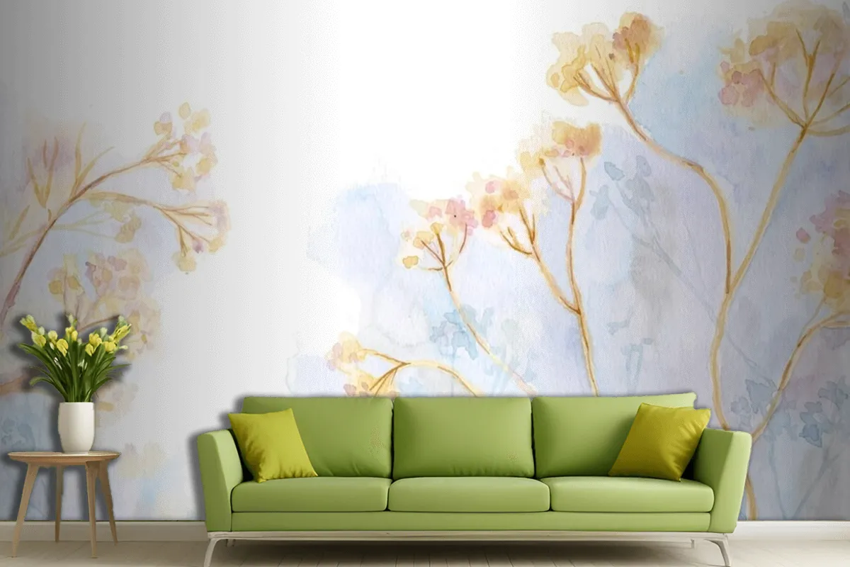 Handgemaltes Aquarell Natur Hintergrund Wohnzimmer Tapete Wandbild