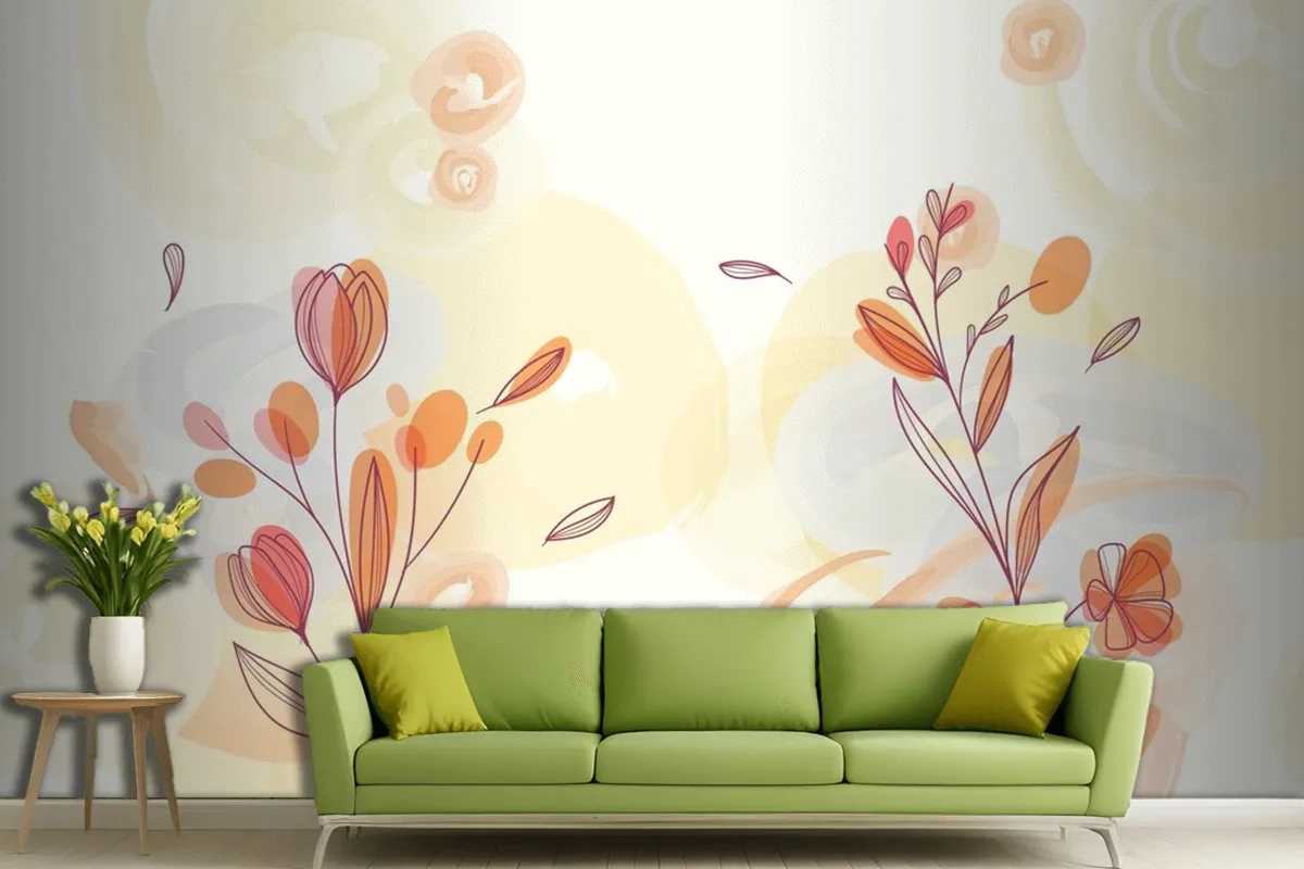 Natürlicher Handgemalter Blumenhintergrund Wohnzimmer Tapetenwandbild