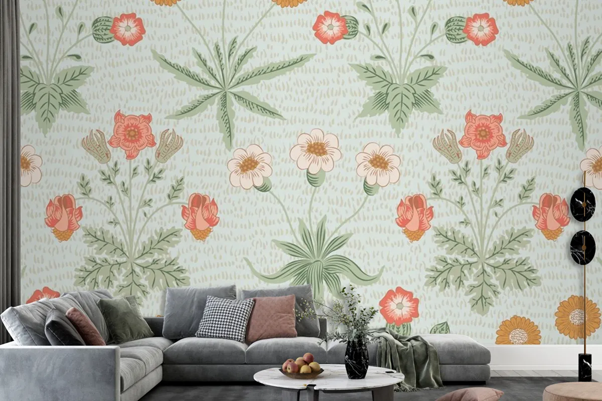 Tapetenwandbild Mit Blumenmusterdesign Für Das Esszimmer