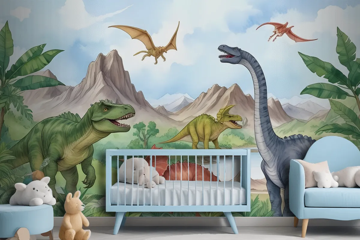 Fototapete Prähistorische Dinosaurier Für Kinder