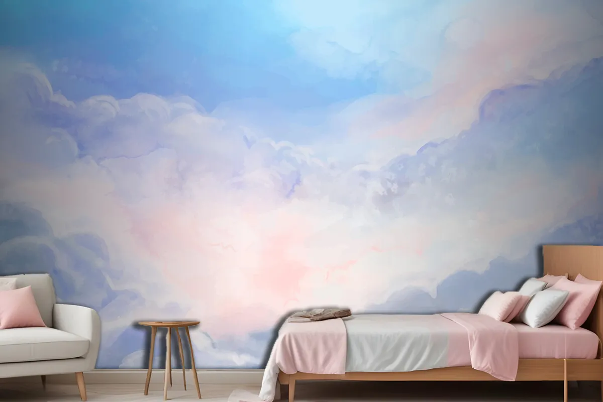 Fototapete Handgemalter AquarellPastellhimmel Fürs Schlafzimmer