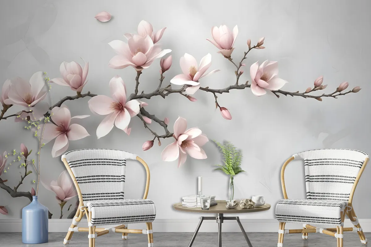 Fototapete Magnolienblüte In Rosa Im 3DLook