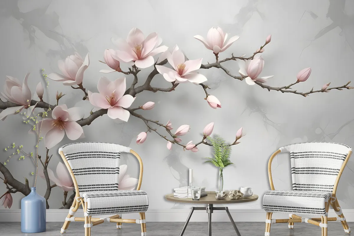 Fototapete Magnolienblüte In Rosa Im 3DLook