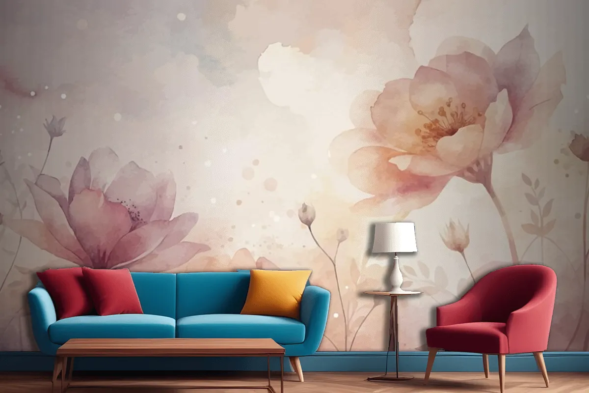 Fototapete Schöner AquarellBlumenhintergrund Fürs Wohnzimmer