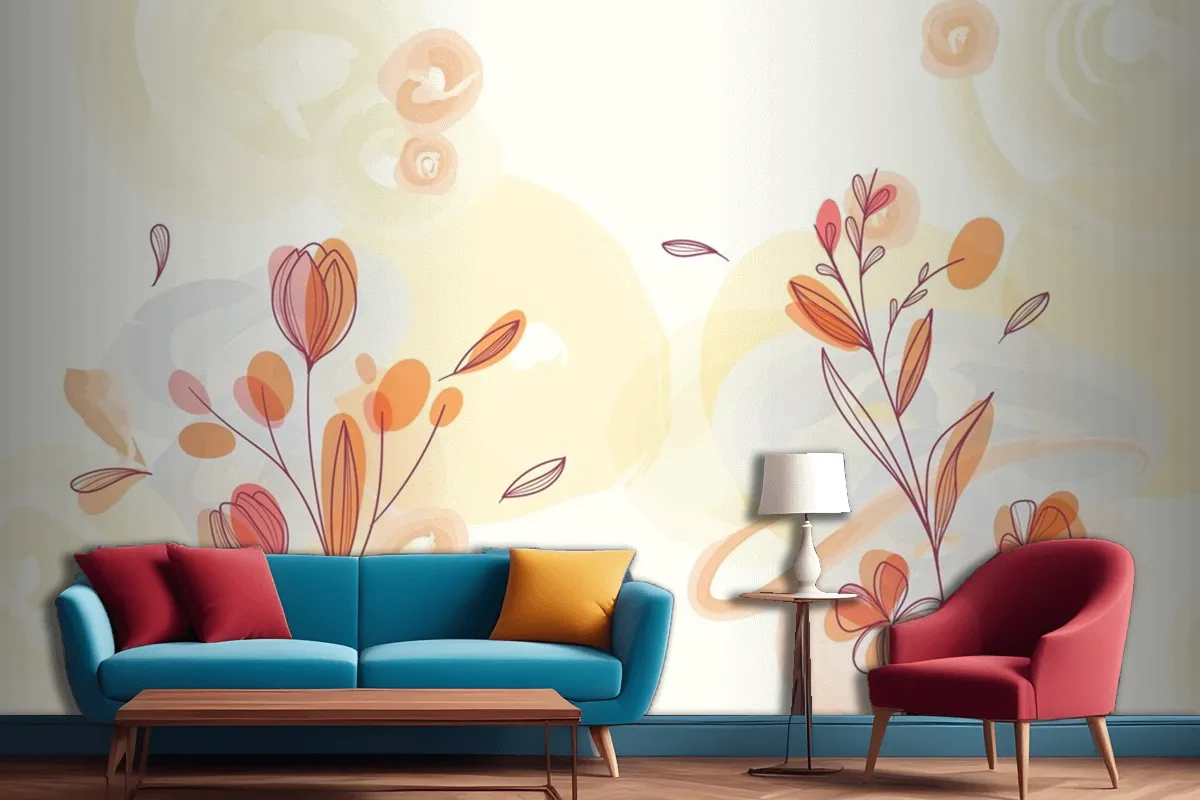 Natürlicher Handgemalter Blumenhintergrund Wohnzimmer Tapetenwandbild