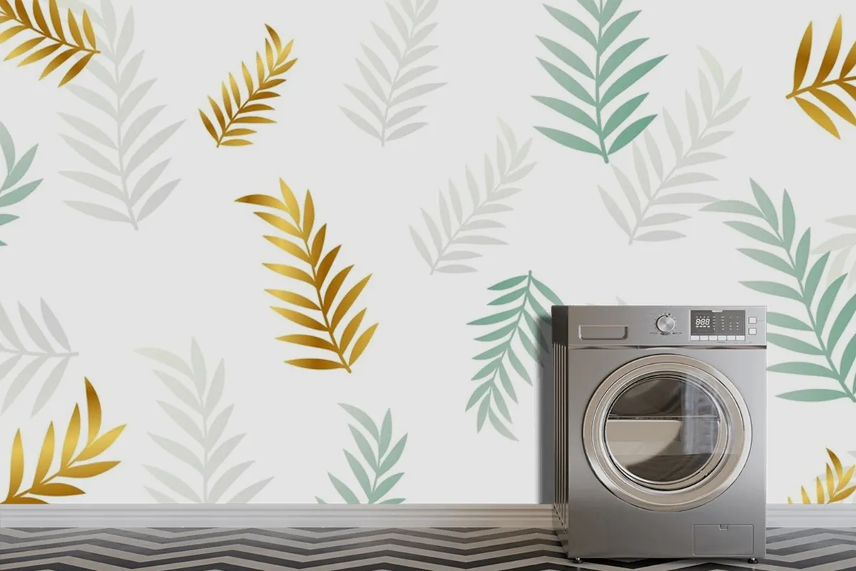 Dekoratives Goldenes Und Weiches NaturblättermusterHintergrunddesignTapetenbild