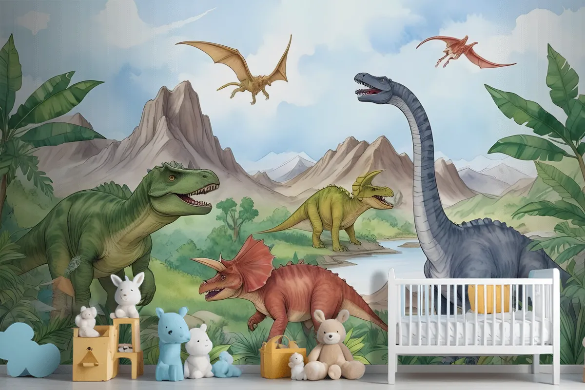 Fototapete Prähistorische Dinosaurier Für Kinder