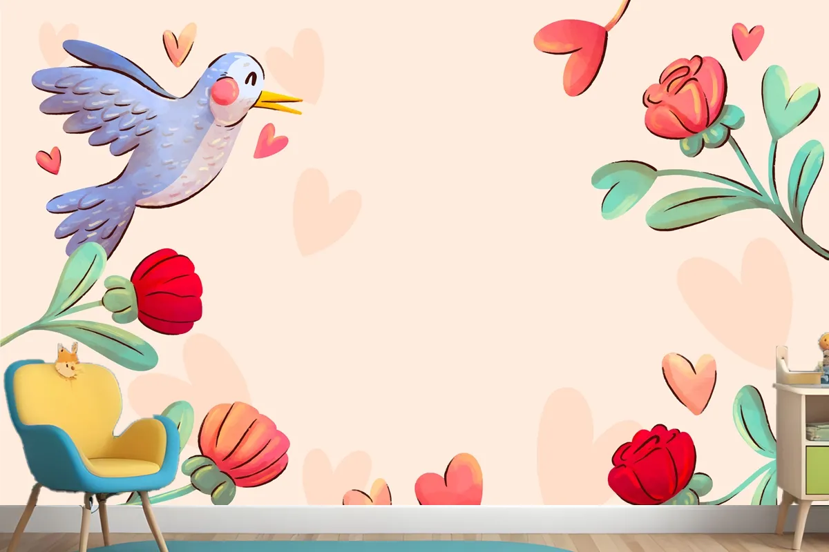 Fototapete AquarellHintergrund Für Die Feier Des Valentinstags