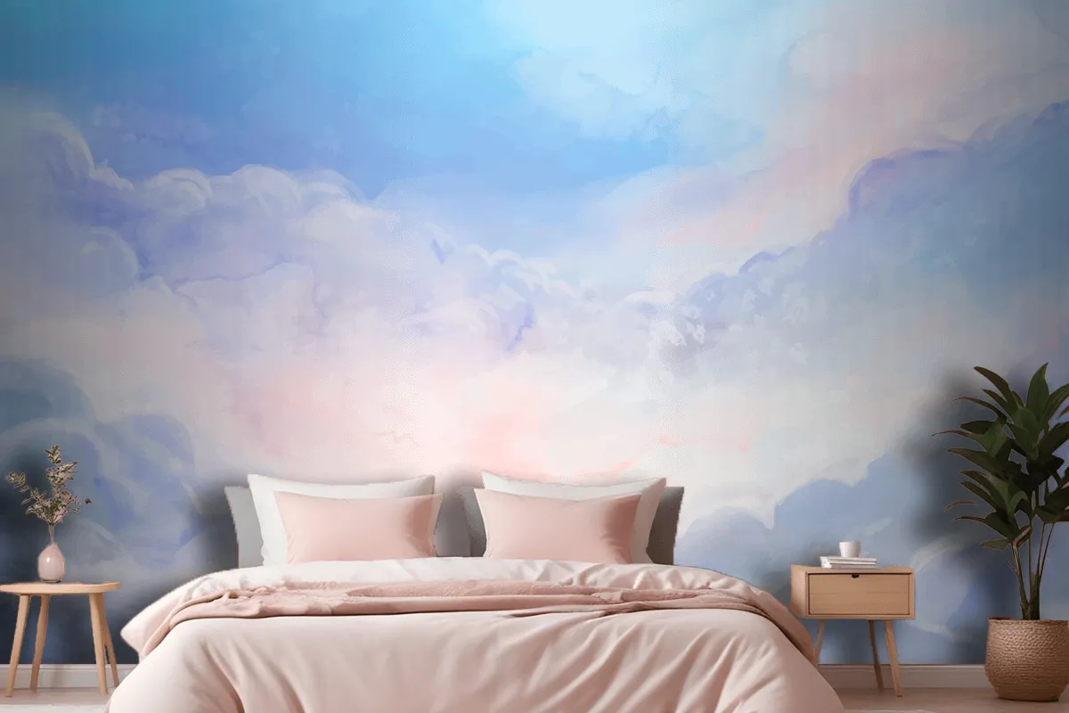 Fototapete Handgemalter AquarellPastellhimmel Fürs Schlafzimmer