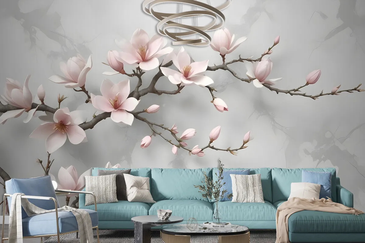 Fototapete Magnolienblüte In Rosa Im 3DLook