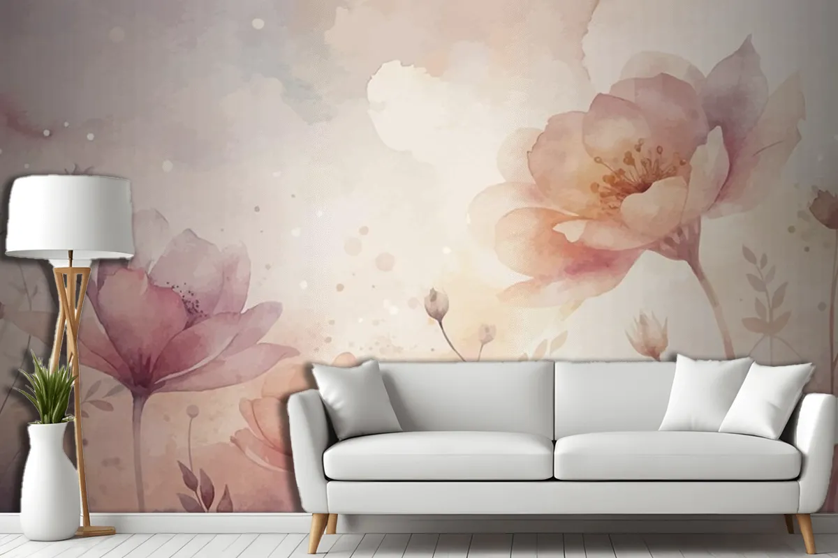 Fototapete Schöner AquarellBlumenhintergrund Fürs Wohnzimmer