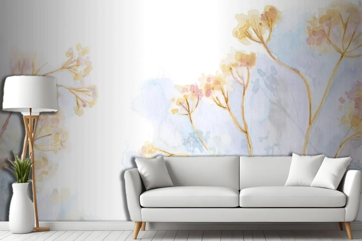 Handgemaltes Aquarell Natur Hintergrund Wohnzimmer Tapete Wandbild