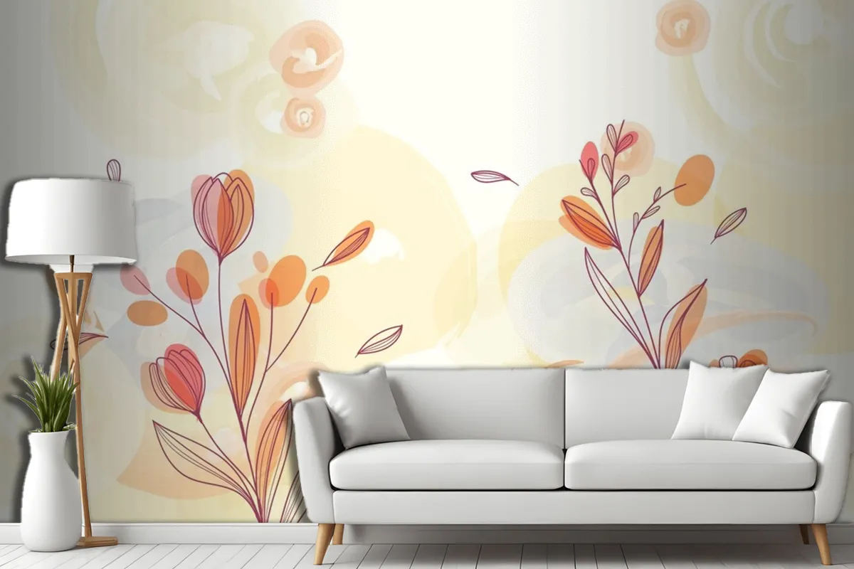 Natürlicher Handgemalter Blumenhintergrund Wohnzimmer Tapetenwandbild