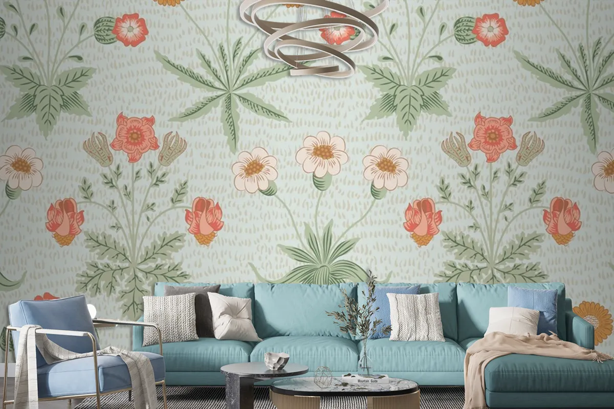 Tapetenwandbild Mit Blumenmusterdesign Für Das Esszimmer