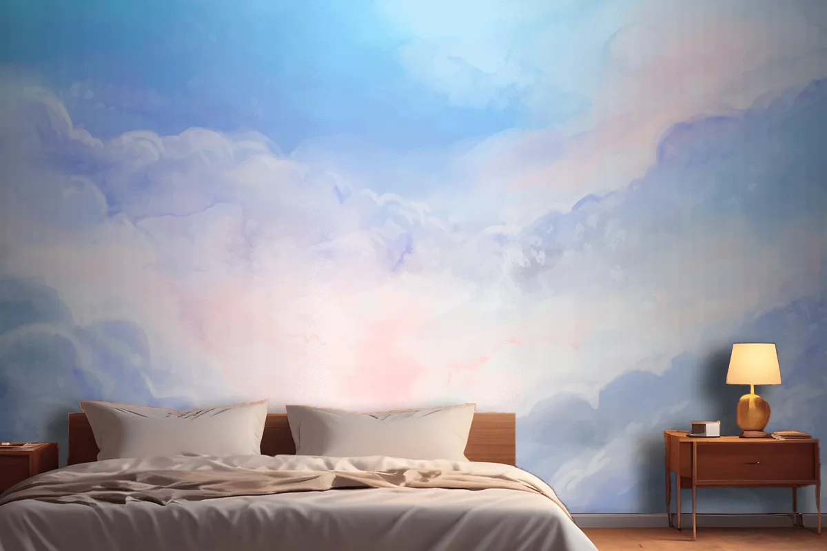 Fototapete Handgemalter AquarellPastellhimmel Fürs Schlafzimmer