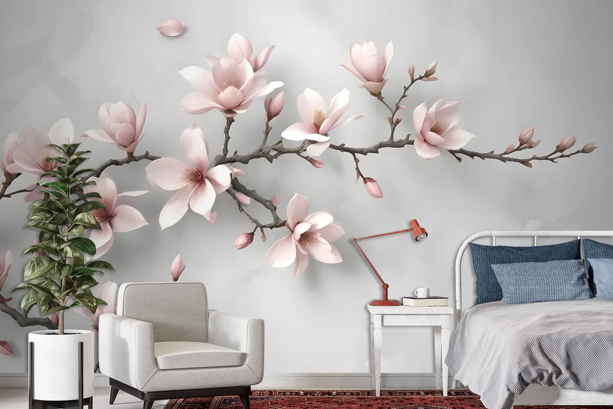 Fototapete Magnolienblüte In Rosa Im 3DLook