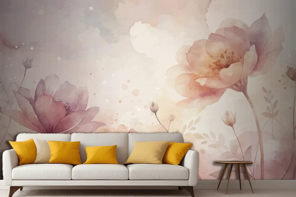 Fototapete Schöner AquarellBlumenhintergrund Fürs Wohnzimmer