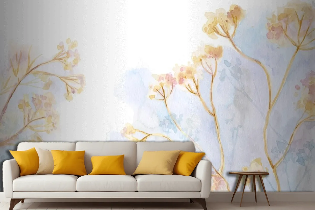 Handgemaltes Aquarell Natur Hintergrund Wohnzimmer Tapete Wandbild