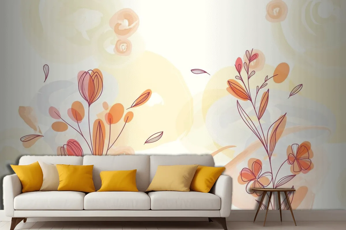 Natürlicher Handgemalter Blumenhintergrund Wohnzimmer Tapetenwandbild