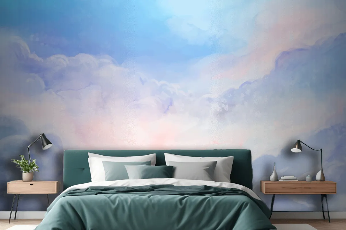 Fototapete Handgemalter AquarellPastellhimmel Fürs Schlafzimmer