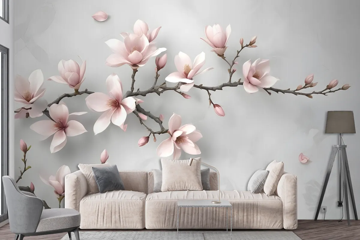 Fototapete Magnolienblüte In Rosa Im 3DLook