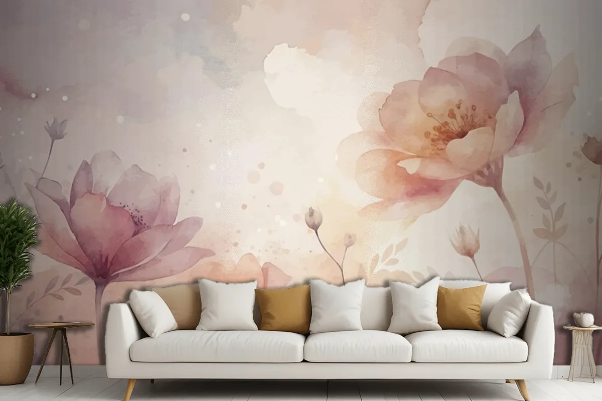 Fototapete Schöner AquarellBlumenhintergrund Fürs Wohnzimmer