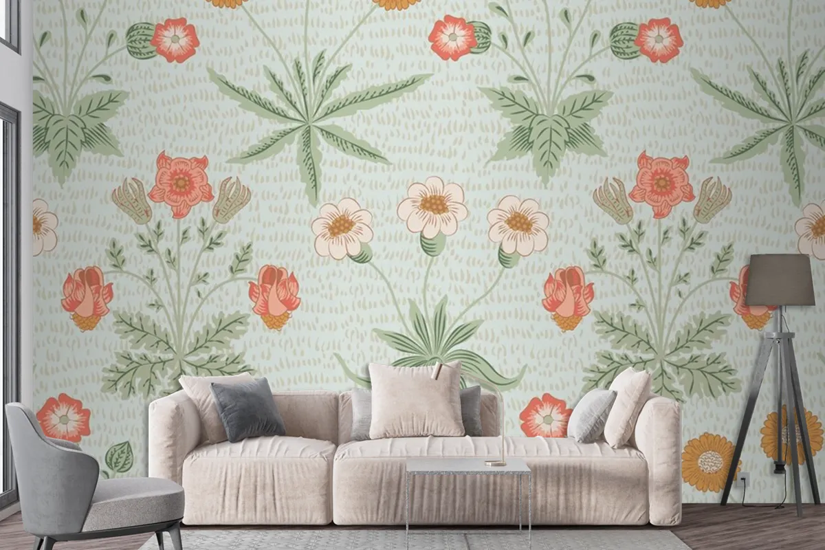 Tapetenwandbild Mit Blumenmusterdesign Für Das Esszimmer