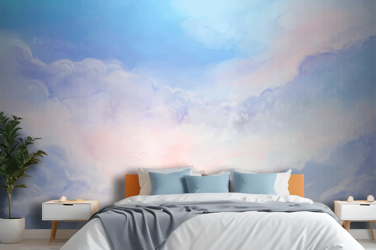 Fototapete Handgemalter AquarellPastellhimmel Fürs Schlafzimmer