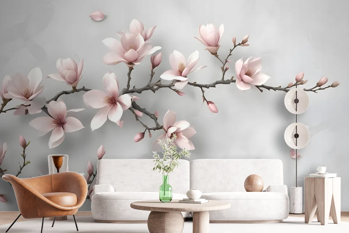 Fototapete Magnolienblüte In Rosa Im 3DLook