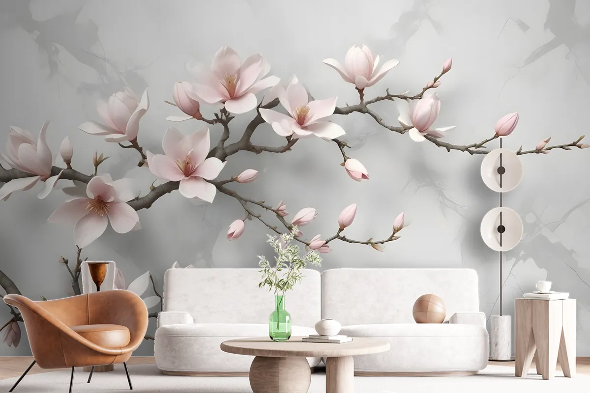 Fototapete Magnolienblüte In Rosa Im 3DLook