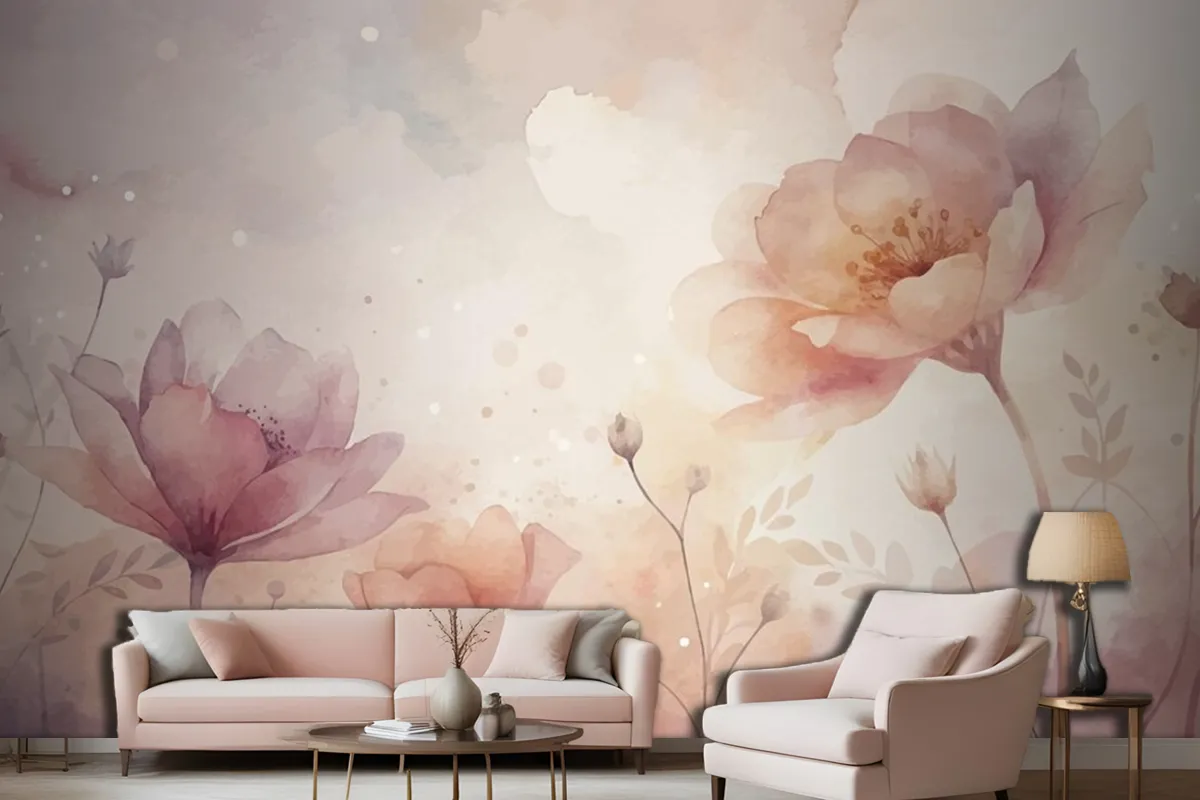 Fototapete Schöner AquarellBlumenhintergrund Fürs Wohnzimmer