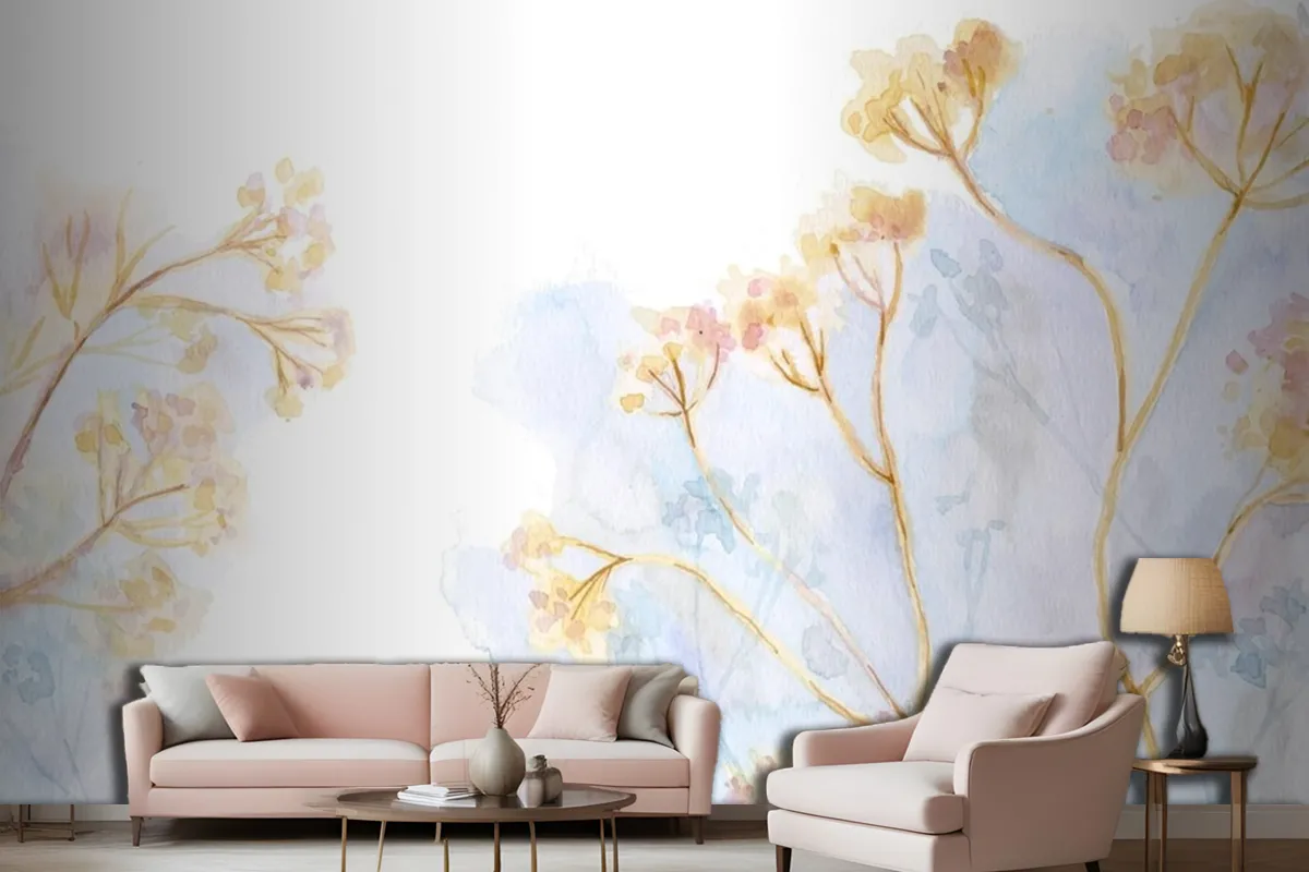 Handgemaltes Aquarell Natur Hintergrund Wohnzimmer Tapete Wandbild