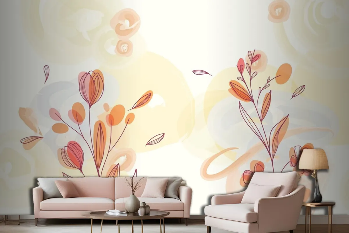 Natürlicher Handgemalter Blumenhintergrund Wohnzimmer Tapetenwandbild