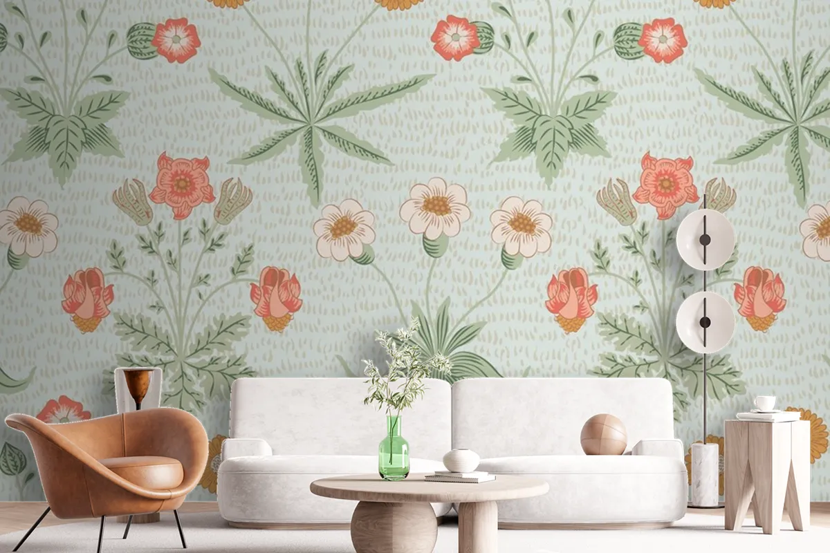 Tapetenwandbild Mit Blumenmusterdesign Für Das Esszimmer