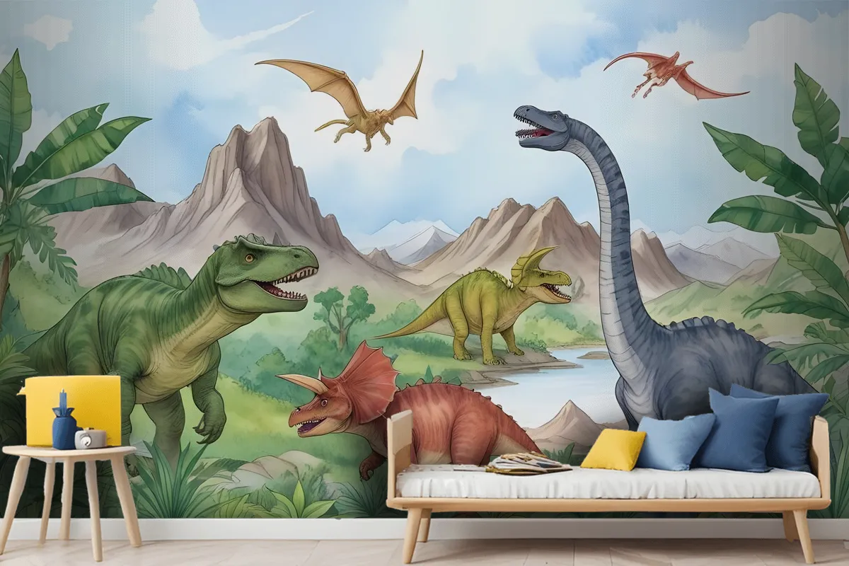 Fototapete Prähistorische Dinosaurier Für Kinder