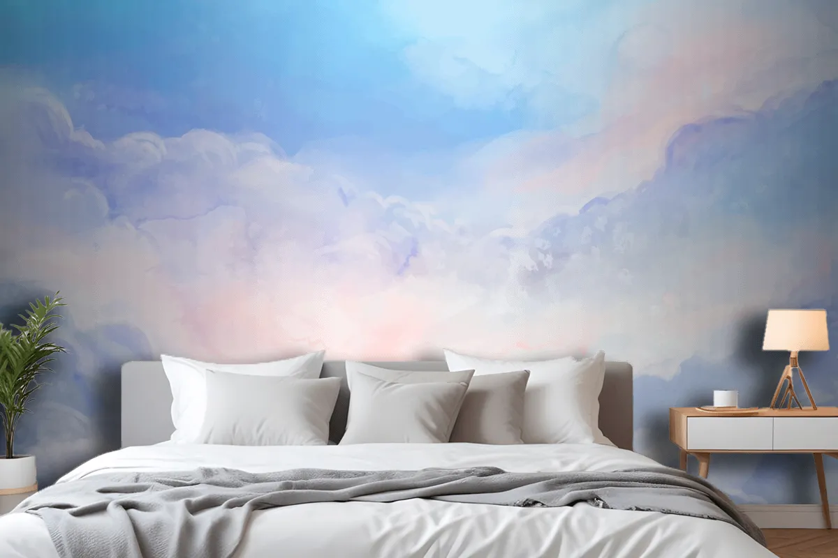 Fototapete Handgemalter AquarellPastellhimmel Fürs Schlafzimmer