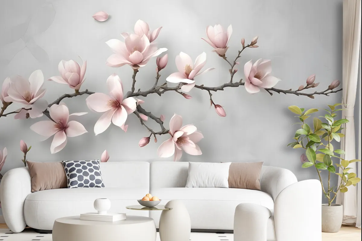 Fototapete Magnolienblüte In Rosa Im 3DLook