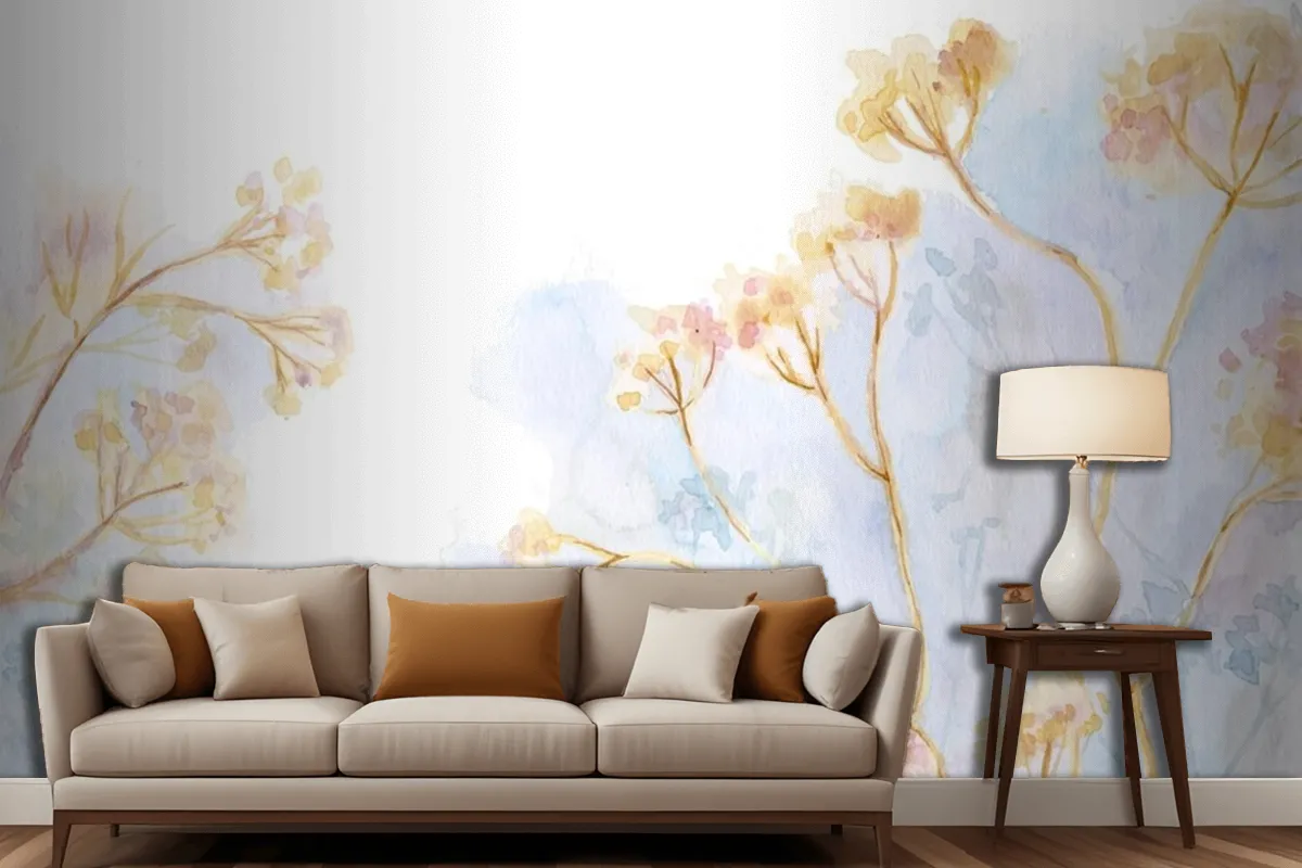 Handgemaltes Aquarell Natur Hintergrund Wohnzimmer Tapete Wandbild