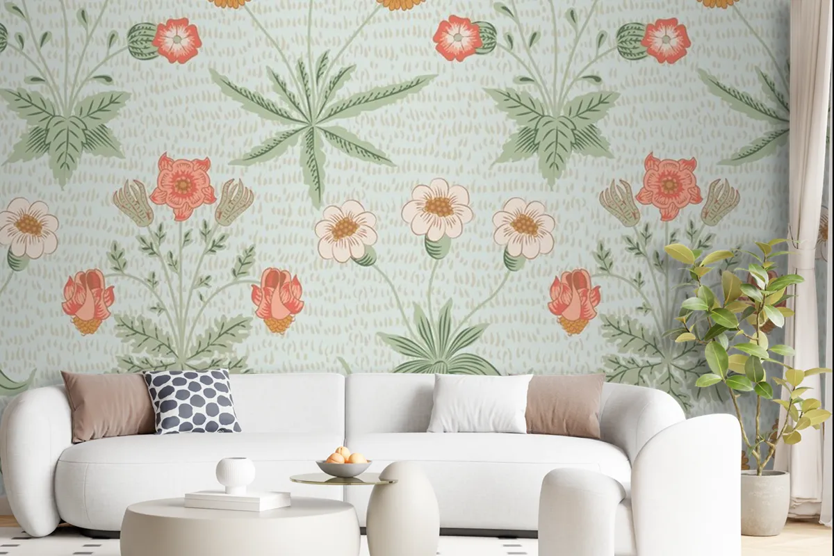 Tapetenwandbild Mit Blumenmusterdesign Für Das Esszimmer