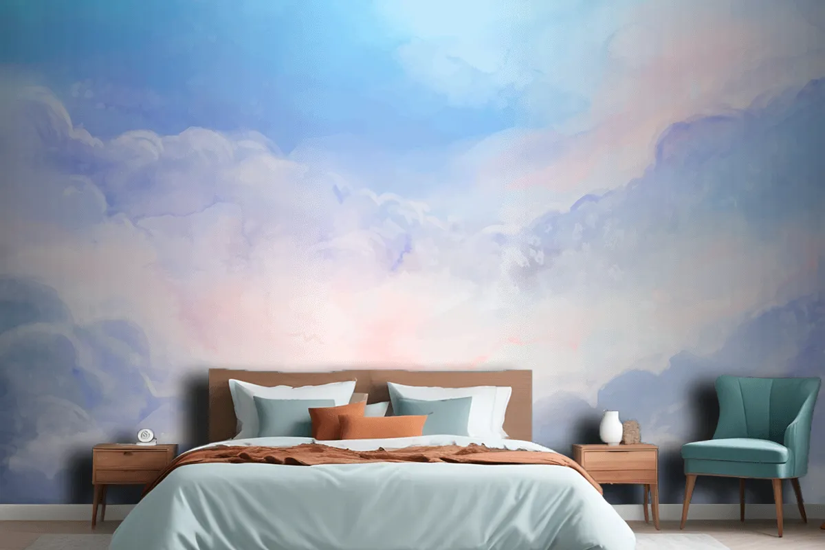 Fototapete Handgemalter AquarellPastellhimmel Fürs Schlafzimmer