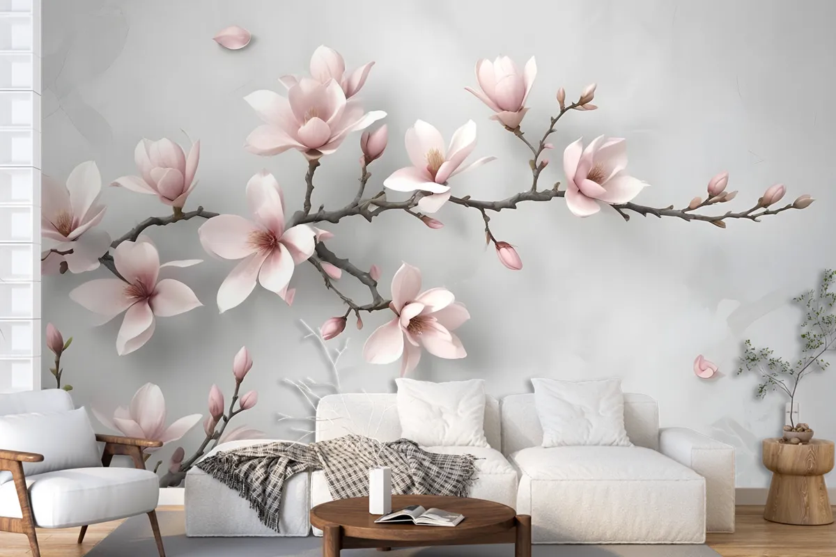 Fototapete Magnolienblüte In Rosa Im 3DLook