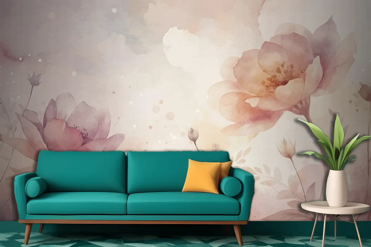 Fototapete Schöner AquarellBlumenhintergrund Fürs Wohnzimmer