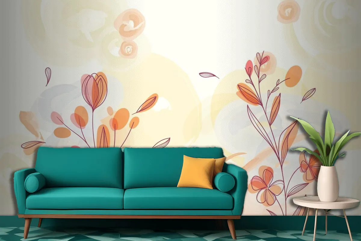 Natürlicher Handgemalter Blumenhintergrund Wohnzimmer Tapetenwandbild