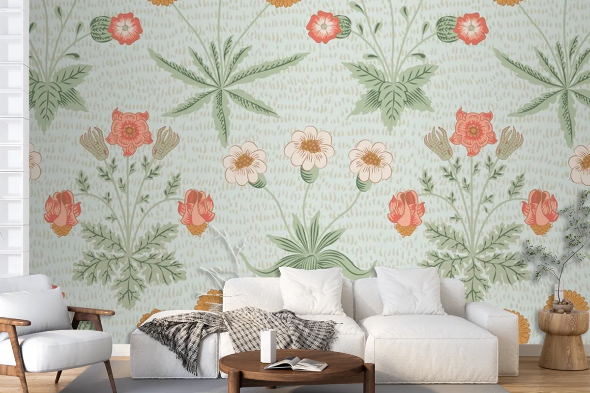 Tapetenwandbild Mit Blumenmusterdesign Für Das Esszimmer