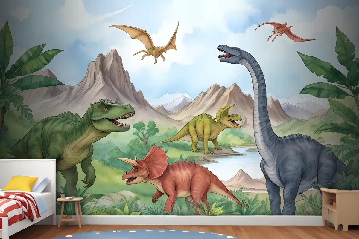 Fototapete Prähistorische Dinosaurier Für Kinder